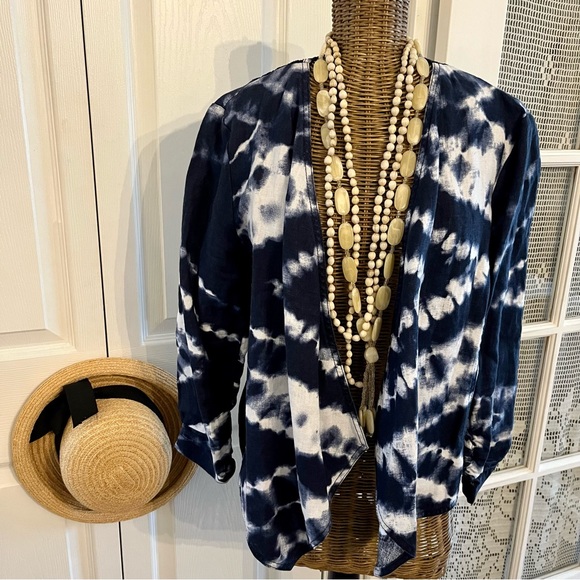 INC International Concept Tie Dye Linen Top , Sz M - Picture 3 of 10